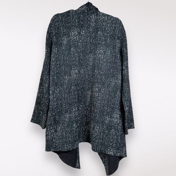 Chico's Sz 3 Travelers Collection Textured Stretch Open Waterfall Cardigan Green - Picture 2 of 8